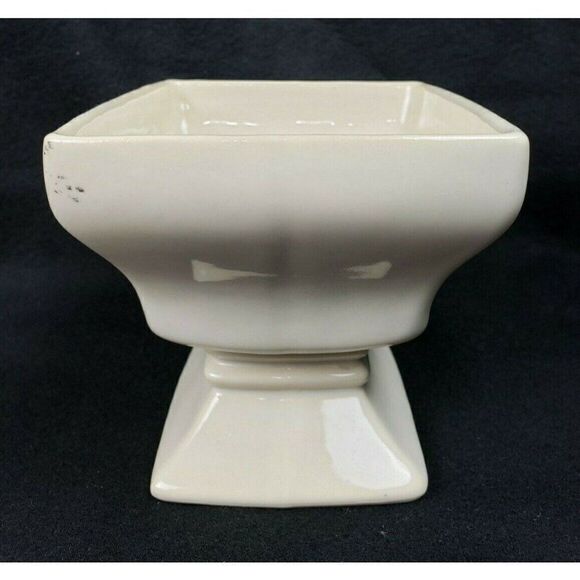 Vintage 50s McCoy Pottery Ivory Red Roses 5.5" Pedestal Planter #325 USA Floral - Picture 5 of 7